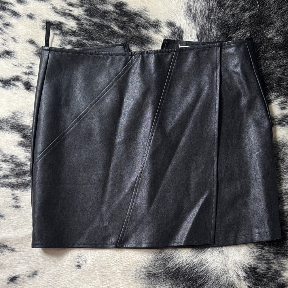 She + Sky Black Faux Leather Skirt